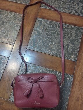 Kate Spade Pebbled Leather Crossbody Bag in Burgundy